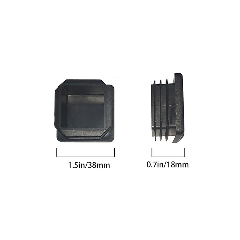 [Australia - AusPower] - 1.5 Inch (38 mm) Square Plastic Plugs Tubing End Caps for Square Tubing Post (8 Pack) 1.5 Inch 8 Pack 