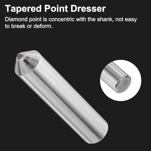 QUARKZMAN Diamond Grinder, 10mm x 45mm (13/32" x 1-3/4") Single Conical Point Grinding Wheel, Round Pin, Welded Diamond Grinding Tool, Silver Tone