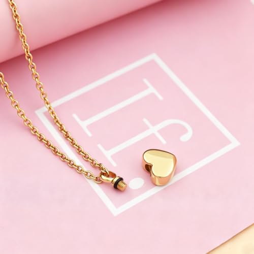 Small Heart Cremation Jewelry for Ashes 316L Stainless Steel Memorial Urn Pendant Customize Keepsake Jewelry for Women gold