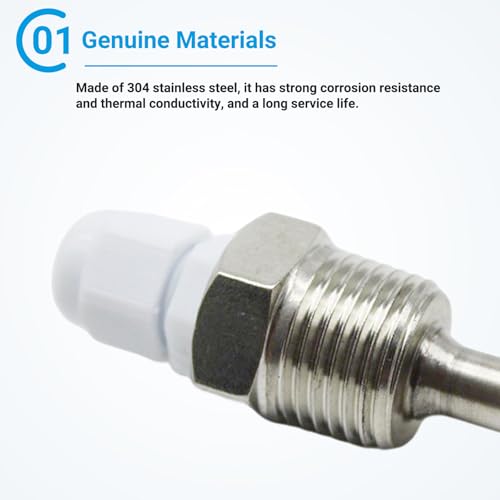 1 Piece Immersion Sleeve 1/2 V2A Stainless Steel Temperature Sensor Stainless Steel Immersion Sleeve 8 x 50 mm for Temperature Sensor in Heating Systems and Solar Systems