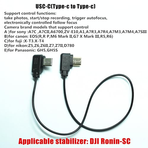 for DJI Ronin -sc Multi-Function Camera Control Cable USB C Stabilizer Release Connection Cable for Sony A7C/A7CII/ZV-E10/E10II/A6700 Z6 Z7 EOS R/RP(Ronin SC -Type c) Ronin SC -Type c