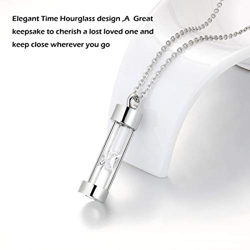 Eternal M. Minilist Bar Cremation Jewelry for Ashes Stainless Steel Urn Necklace for Human Ashes Silver/Rose Gold/Black Z-Silver-Hourglass