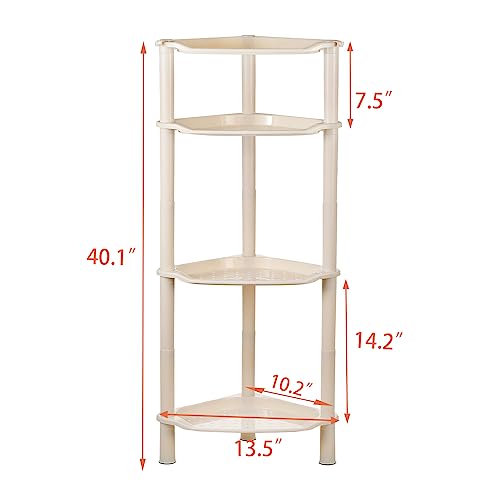 4 Tier Shower Caddies, Organizer Shelf Corner, Plastic Shower Rack Stands for Bathroom, Storage Bath Shower Caddy, 13.5X 10 x 33.5 Inches, Beige (Round Slot Beige 4 Tier) Round Slot Beige 4 Tier