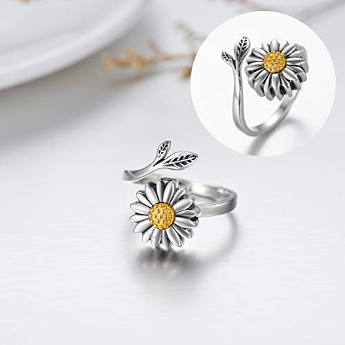 Sunflower Cremation Ring for Ashes 925 Sterling Silver Daisy Urn Ring Jewelry Keepsake Hair Memorial Locket for Women Mom 8