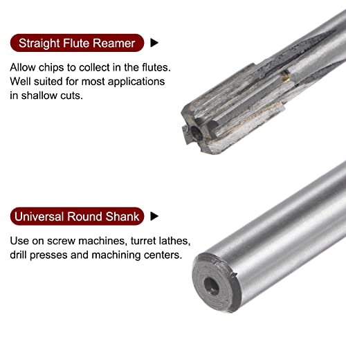 Sourcing Map Clamping Reamer 8.4 mm H7 Carbide Tip Straight Flutes Round Shank Lathe Cutter | Straight Tip Flutes Round Shank