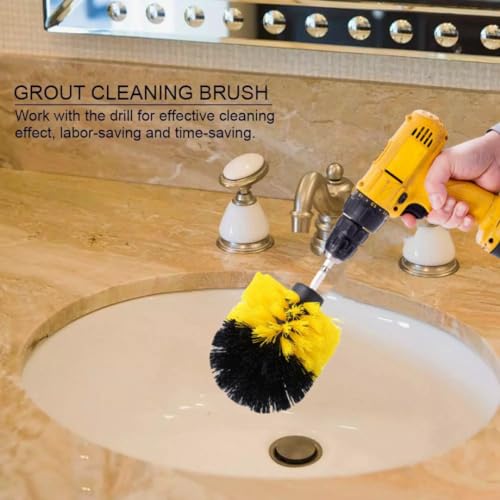 Duokon Drill Brush Tile Grout Cleaner Bathtub Toilet Brush PP Bristles Drill Attachment Cleaning Tool(3.5in)