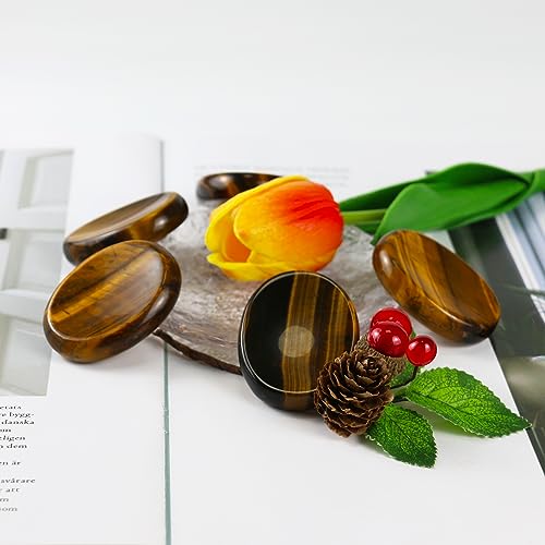 Tigers Eye Crystals Rock Worry Stones for Kids, Oval Palm Stone(1PCS) Tigers Eye