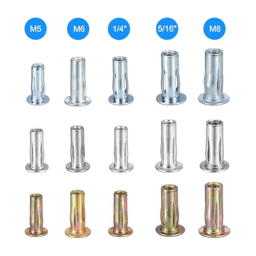 Awclub 5/16-18 multi-grip rivet nuts, 24-piece carbon steel flat head threaded inserts for construction fasteners
