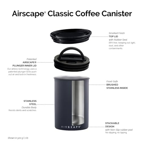 Planetary Design Airscape Stainless Steel Coffee Canister | Food Storage Brushed Copper Medium