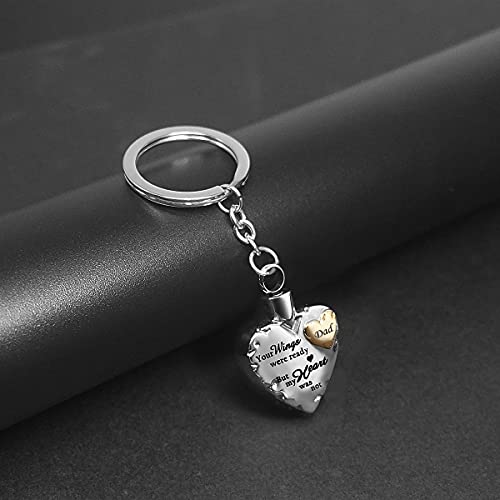 Your Wings were Ready but My Heart was Not Stainless Steel Cremation Jewelry for Ash Urn Keychain Gold Dad