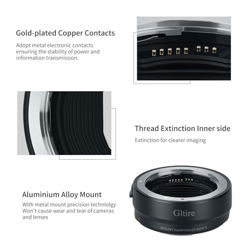 Canon EF to RF Lens Mount Adapter for Canon EF/EF-S Lenses – EF-EOS R Adapter Compatible with EOS R/RP/R5/R6/R7/R10 Mirrorless Cameras blacks