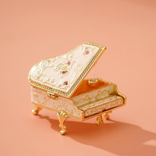 Dzrige Musical Jewelry Box for Women, Piano Music Box with Rhinestones