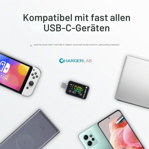 ChargerLAB POWER-Z C240 Portable USB-C Current Tester, Digital Power Meter, Supports up to 240W and PD3.1 QC5.0, for USB-C Phones, Laptops, Chargers and More
