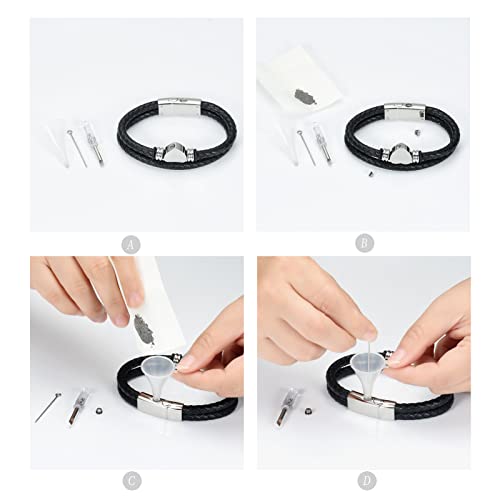 memorial jewelry Cremation Bracelet with Clasp Beads Cowhide Multi-Layer Braided Leather Urn Bracelet for Men Women 2PCS 20 cm