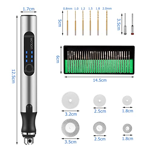 Uolor Electric Engraving Tool Kit, USB Cordless Rechargeable Engraving Pen Mini DIY Engraver Pen Rotary Tool for Carving Wood Metal Stone Plastic Jewelry Glass Etching Cordless USB Rechargeable Engraving Tool Kit