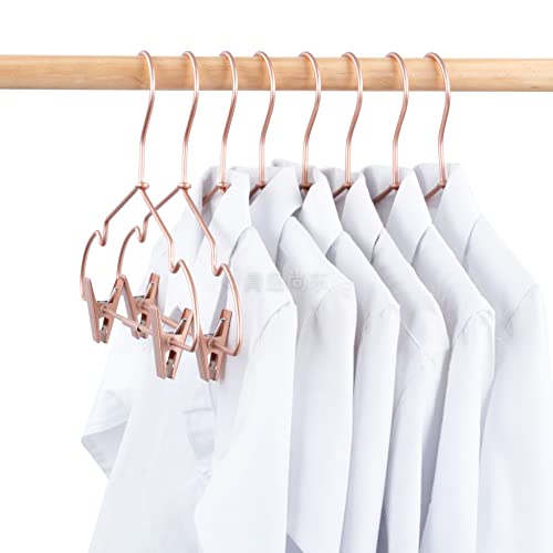 Metal Hangers Baby Clothes 12.5" Rose Gold Clips Hanger Children Kids Pants Hanger Display and Storage 10Pack 10