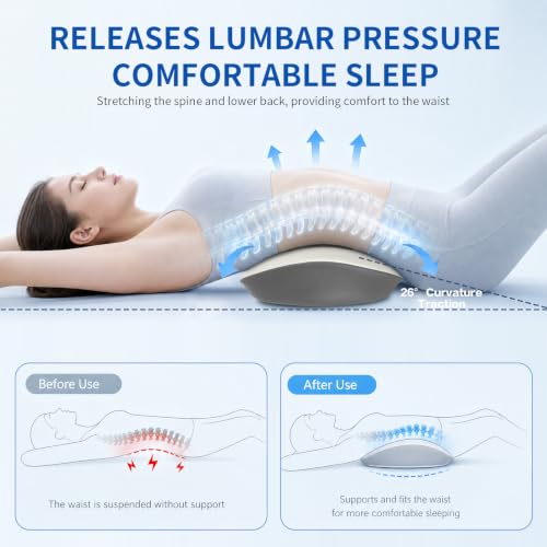 Lumbar Support Pillow for Bed Sleeping - Lower Pillow for Back Pain Relief Light Grey