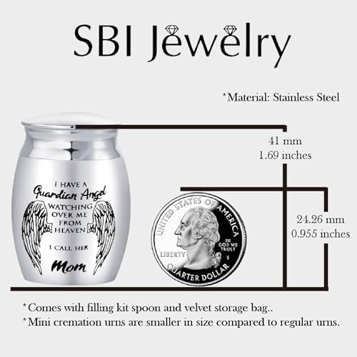 Small Mini Urn for Dad Grandpa Heart Guardian Angel Cremation Urns for Ashes Memorial Keepsake In Loving Memory Of Dad