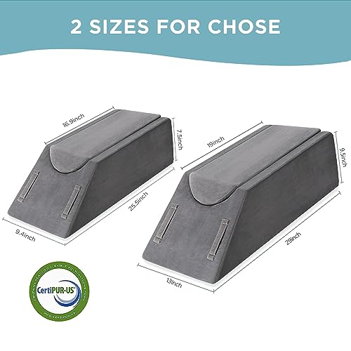 UBBCARE Leg Elevation Pillow for Leg/Knee Surgery Recovery, Memory Foam Leg Pillow with Velvet Washable Cover, Small Grey Small Grey(25.5"×9.4"×7.5")