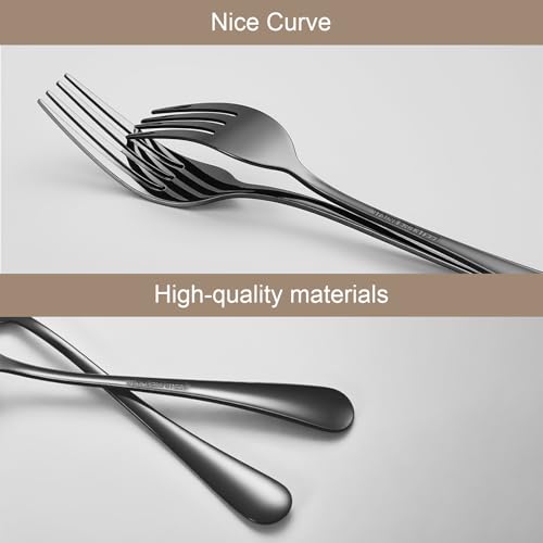 Black forks Food-Grade stainless steel dinner forks 24pcs Dishwasher Safe kitchen forks metal 8inch silverware (8inch dinner forks set (24 Piece)) 8inch dinner forks set (24 Piece)