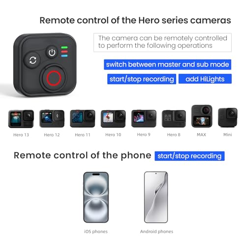 Bluetooth Remote Control for Insta360, GoPro Hero, Phone for iOS Android