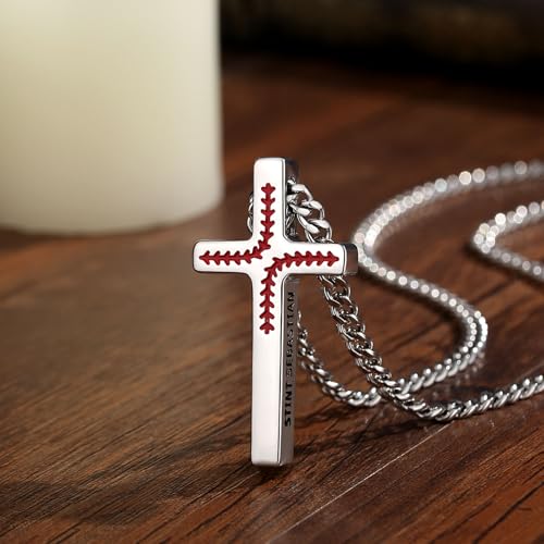 AEONSLOVE Cross Necklace Men Women Religious Gifts Cross Pendant Rhodium-Plated Copper