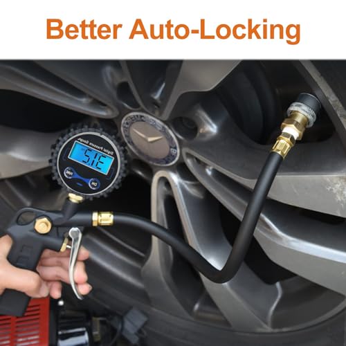 Unifizz Lock On Air Chuck Brass Open Flow Straight Locking Air Chuck Quick Connect 1/4'' FNPT Tire Chuck for Pressure Gauge Tire Inflator Compressor Accessories