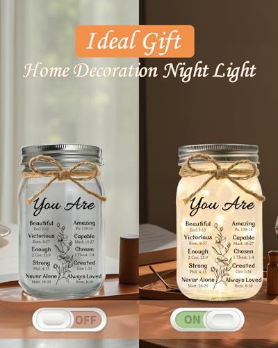 Christian Gifts for Women Lamp, Starlight Mason Jar Night Light