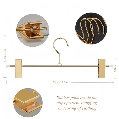 Gold Aluminum Pants Hangers,Hangers with 2-Adjustable Clip Gold 10