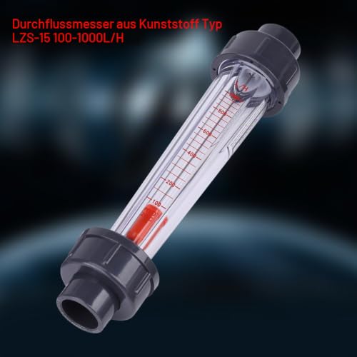 TOPINCN Water Flow Meter, Transparent Plastic Hose Type 100-1000L/H Flow Meter Water Flow Meter LZS-15