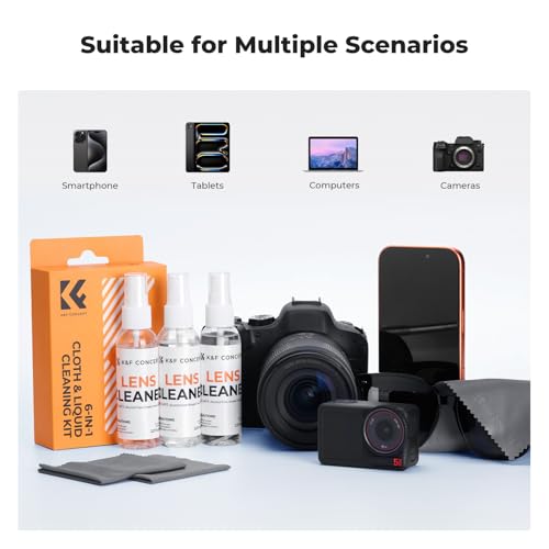 K&F CONCEPT Cleaner Spray Kit,with Microfiber Cloth X3,Glasses Cleaner X3