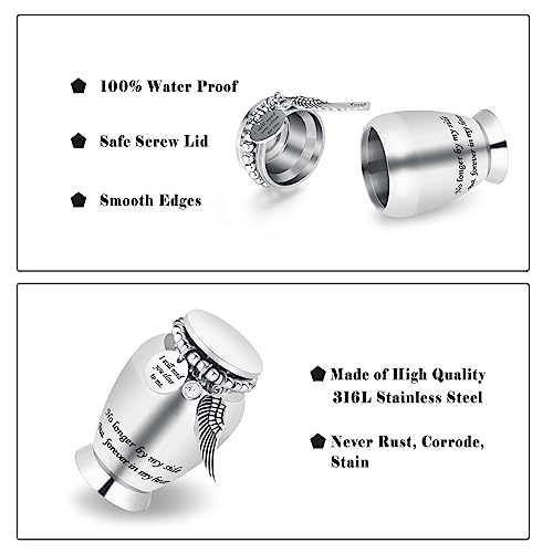 Small Keepsake Urns for Human Ashes Cremation Urns for Ashes Stainless Steel Funeral Memorial Ashes Holder Mini Cremation Urn for Pet or Human Ash Silver Wing