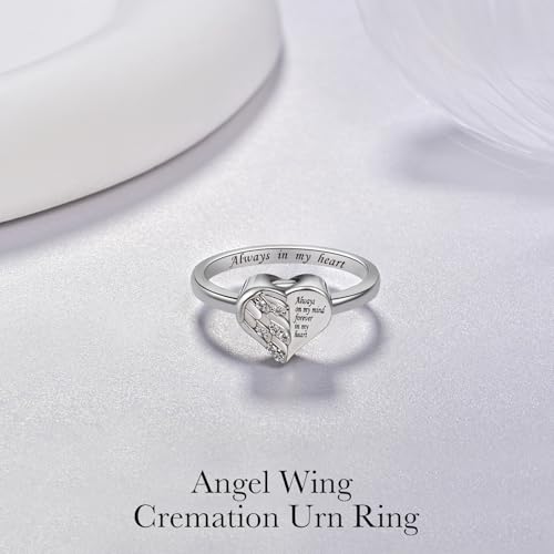 Heart Angel Wing Urn Rings for Ashes Cremation Jewelry for Women Gift 9