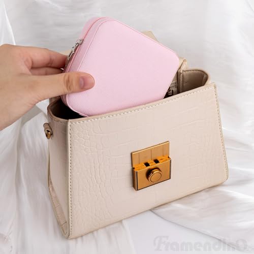 Framendino, 8 Pack Mini Travel Jewelry Box Small Organizers Portable Display Storage Case Pink