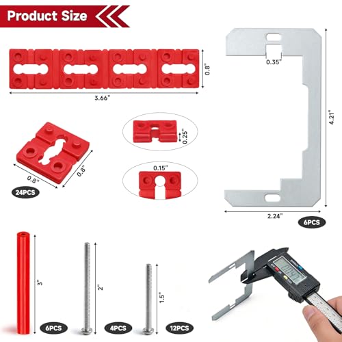 Grnheat 52-piece fiery red outlet spacer kit with stackable spacers, metal shims, tubes, and screws
