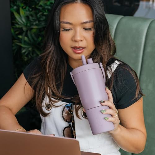 BrüMate Resa 25oz 100% Leakproof Travel Tumbler w/Handle & Straw | Flexible SoftSip Straw | Silicone Sleeve for Durability | Stainless Steel | Cup Holder & Travel Friendly Water Bottle (Star Burst)