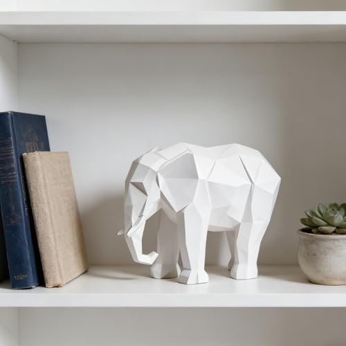 Cynkeyee Elephant Figurine Statue, White Decorations, 6x2.25x4.5 Inch