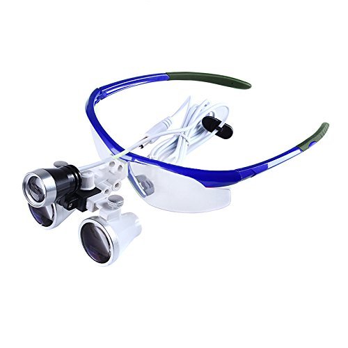 Bestlife 3.5x420mm Dental Medical Binocular Loupes with Head Light Lamp (Blue)