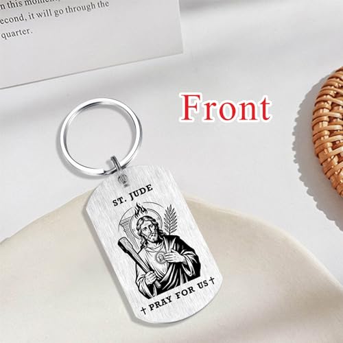 Alotozo St. Jude Gifts - Saint Jude Keychain for Men Women, Patron Saint of Hopeless Causes Prayer Gifts, Religious Gift for Difficult Times, Birthday Christmas Gift for Husband Boyfriend Friend