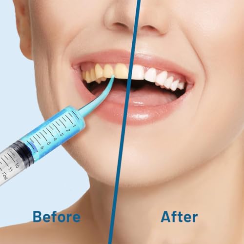 JEYORZY Pack of 5 Dental Syrings, Disposable Dental Rinse Syringe 12 ml with Curved Tip for Dental Care, Pet Care, Adhesive Filling, Laboratory, Oral Dental Injection Measurement, Mouth Syringe Ear