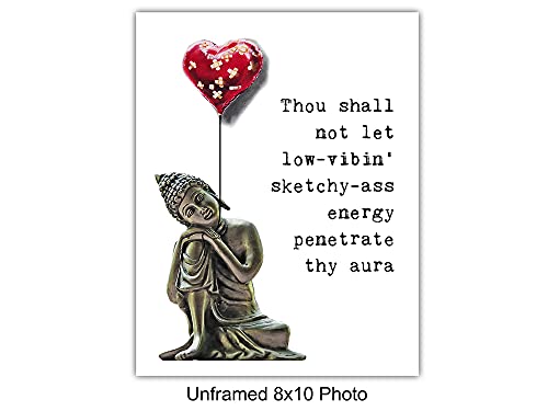 Good Vibes Only - Buddha Statue Wall Art - Encouragement Gifts for Women - Spiritual Gifts for Women - Zen Decor - Positive Quotes Wall Decor - Spa Room Decoration - Namaste Picture - Meditation Gift