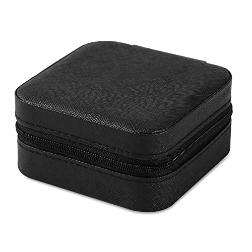 Neveika Portable Travel Mini Jewelry Box Leather Jewellery Ring Organizer Case Storage Gift Box Girls Women (4pcs black). 4