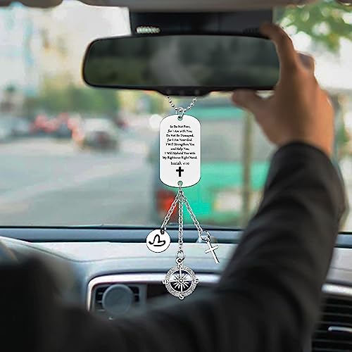 Christian Gifts Hanging Ornament Bible Verse Gift Car Rear View Mirror Hanging Accessories for Women Men Inspirational Religious Gifts Christmas Birthday Baptism Communion Gift
