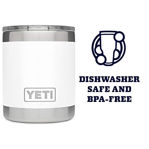 YETI Rambler 10 oz Lowball, Vacuum Insulated, Stainless Steel with Standard Lid White