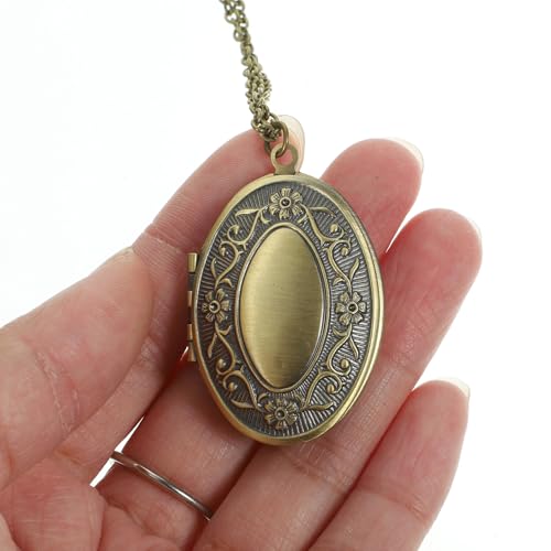 VOSAREA Photo Case Pendant Necklace Bronze Oval Copper Jewelry