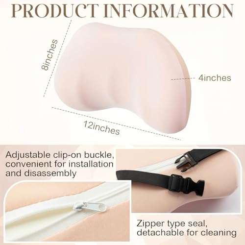 Macarrie 2 Pack Car Neck Pillow Memory Foam Headrest Pillow Car Seat Neck Cushion Ice Silk Decorative Support Accessories for Driving Travel Office Airplane Commute (Pink) Pink
