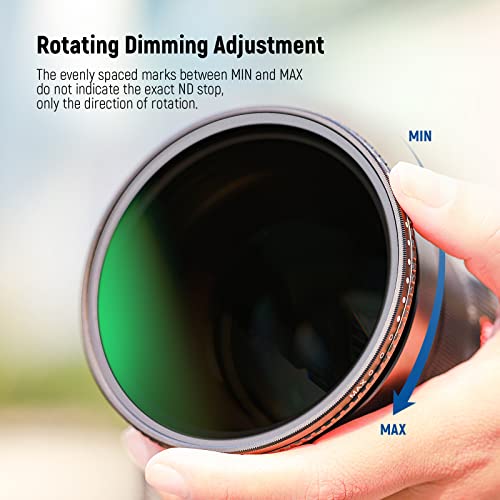 NEEWER 55mm Variable ND Filter ND3-ND1000, 1.5-10 Limited Stops Neutral Density Filter with HD Optical Glass & Double Sided 30 Layer Nano Coatings, Water Repellent/Scratch Resistant/Aluminum Frame