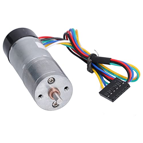 DC12V 170RPM Geared Motor with Hall Encoder High Torque, Wear Resistant Metal Gear Motor with Speed Measuring Signal Feedback for Smart Cars, Robots and Home Appliances, 25mm Diameter Gearbox DC12V 170RPM