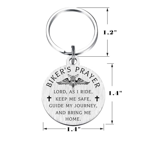 St Christopher Keyring - Biker Prayer Gifts for Men - Ride Safe Keyrings Motorbike, Bikers Motorcyle Key Ring- Patron Saint of Travellers Protection Gift