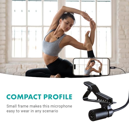 Movo uLav-L Digital Lavalier Omnidirectional Clip on Microphone with USB-C Connector Compatible with iPhone 15/16/17 and Up, iPad-Pro (20-Foot Cord) Single Lav with 20-foot Cord